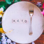 Keto diet and Silver fork lying on a plate