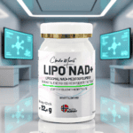 Liposomal NAD+ medisin for økt energi og cellebeskyttelse.