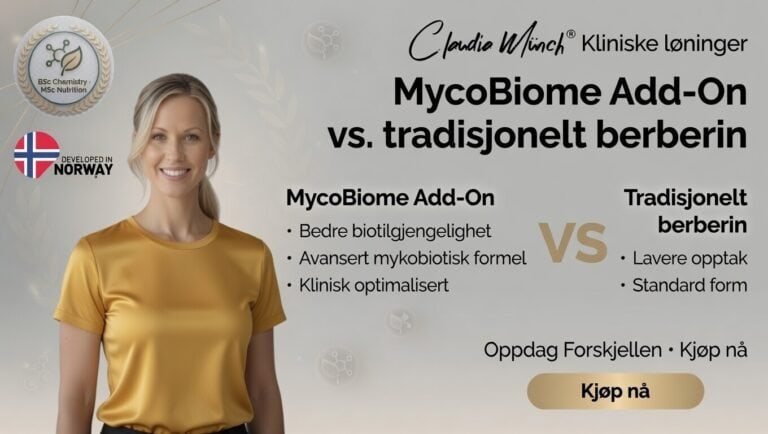 MycoBiome Add-On og tradisjonelt berberin sammenligning.