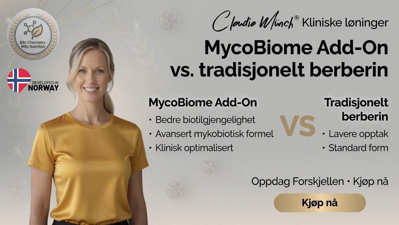 MycoBiome Add-On og tradisjonelt berberin sammenligning.