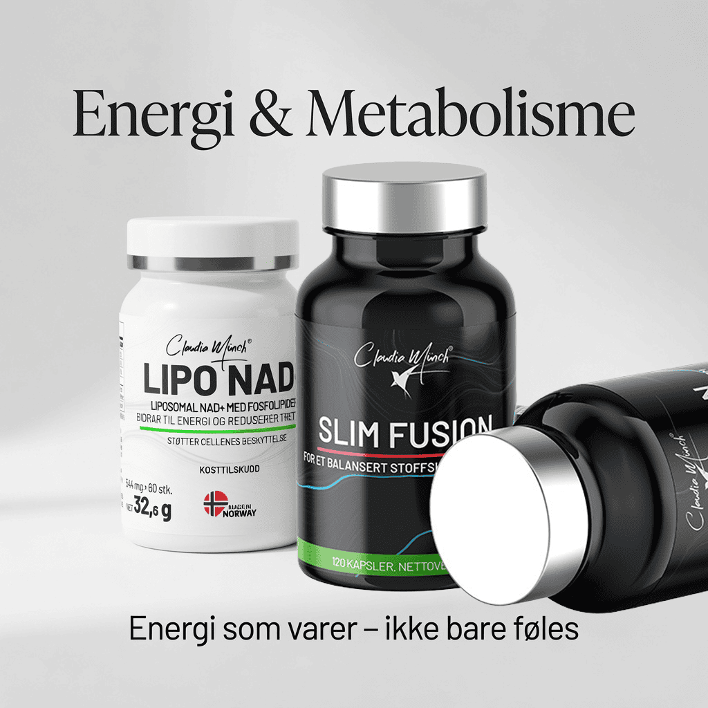 Kosttilskudd for energi og metabolisme med Lipo NAD og Slim Fusion fra Claudia Münch.