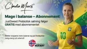 Claudia Münch i en gul brasiliansk fotballdrakt med nummer 10, smilende.